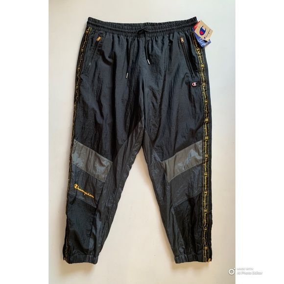 Champion Standard Fit Nylon Jogger Pants Black Grey Yellow Size 2X-Large NWT - Picture 1 of 15